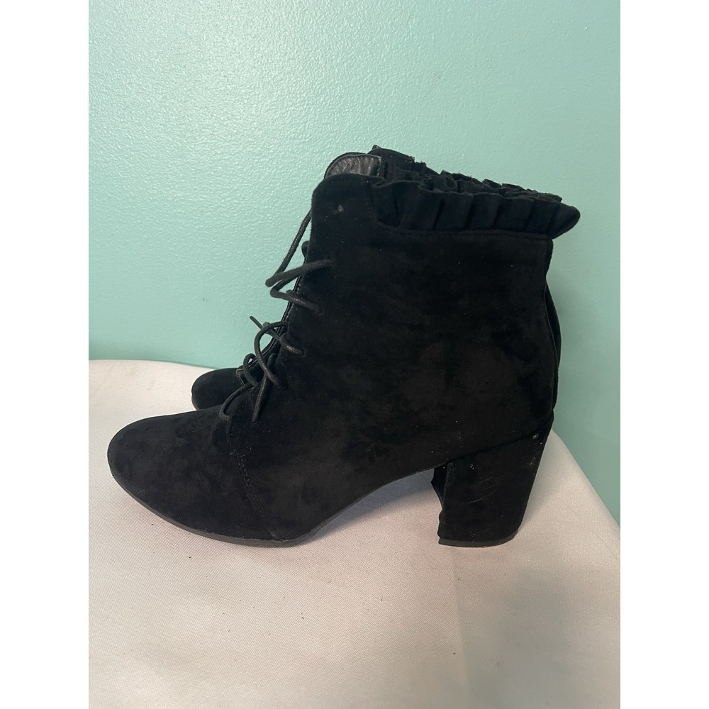 Women's‎ Size 10 Black Suede Chunky Platform Punk Festival Combat Boots - Picture 4 of 6